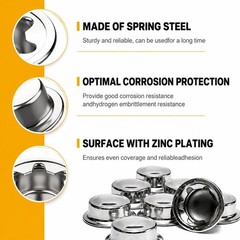 6PCS 5/8” Push Nuts Axle Cap, on Pushnut Spring Steel 6pcs 5/8“, Silver