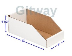 50 – 4″ X 9″ x 4 1/2″ Corrugated Cardboard Open Top Storage Parts Bin Bins Boxes