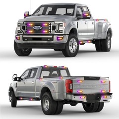 PKINGLAKE 8-Pcs Purple/Amber LED Funeral Escort Emergency Strobe Grille Lights