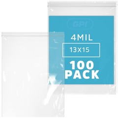 GPI – 13″ X 15″, 2 Gallon Large Zip Bags, Heavy-Duty 4 Mil, Pack Of 100, Clea…
