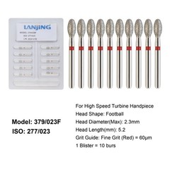 Dental Diamond Football Bur Burs FG Fine Coarse High Speed Friction Grip 379 368
