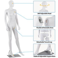 70″ White Female Mannequin Full Body Maniquine Model Stand w/ Adjustable Posture