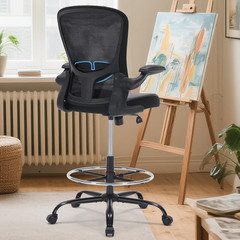 Drafting Chair Tall Office Chair with Flip-Up Arms Adjustable Height Standing De