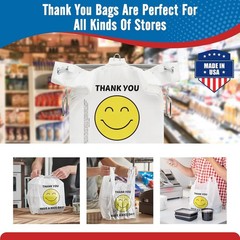 1000 Thank you T-Shirt Bags 1/6 12″ x 6.5″ x 21″, Plastic Grocery Shopping Bags