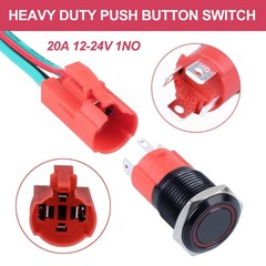16mm Heavy Duty Latching Metal Push Button Switch Waterproof IP67 20A 12V 24V