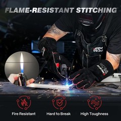 ARCCAPTAIN 16” Welding Gloves MIG TIG Welding Gloves Safety Gloves Black-Red
