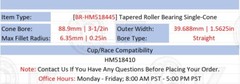 [Qty.2] New HM518445 Tapered Roller Bearing Single-Cone [3-1/2″ ID x 1.5625″ W]