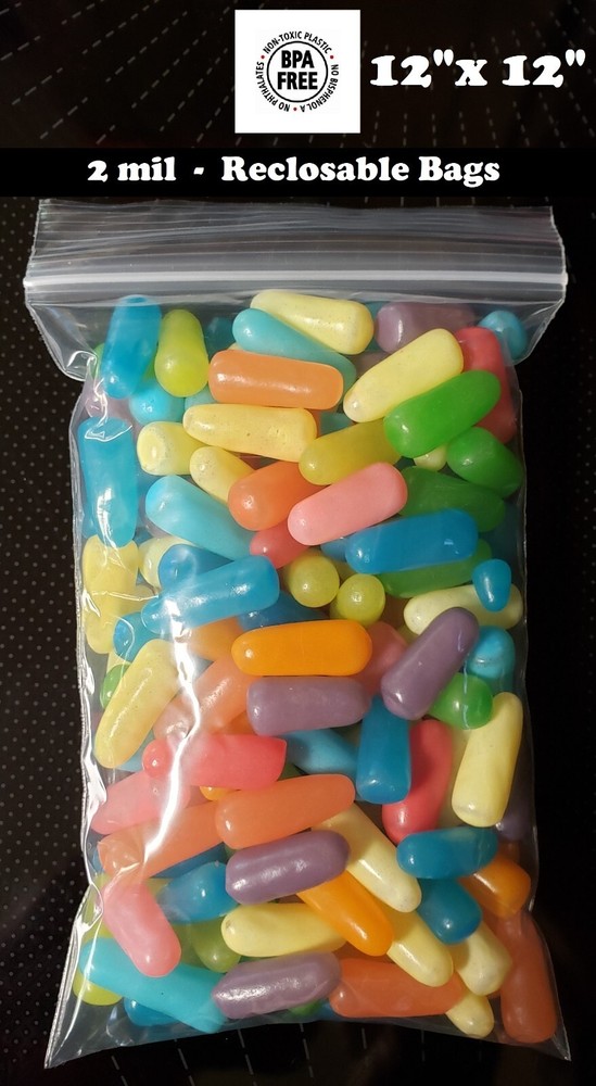 12″ x 12″ Clear Zip Seal Plastic Bags 2Mil Jewelry Pill Zipper Top Lock Baggies