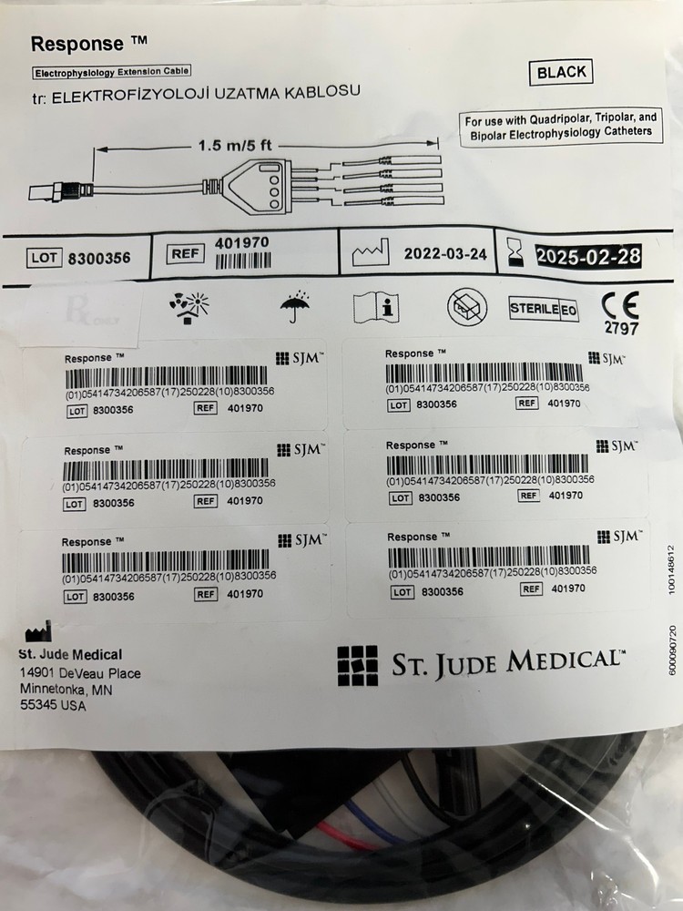 St Jude Medical Diagnostic Connecting Cable 401970 150cm New (x) Exp 05/02/2025