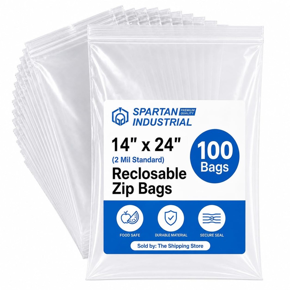 Reclosable Zip Plastic Bags 14″ X 24″ 100 Count 2.0 Mil Clear – Airtight Seal