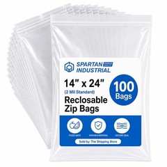 Reclosable Zip Plastic Bags 14″ X 24″ 100 Count 2.0 Mil Clear – Airtight Seal