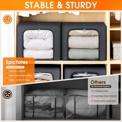 3 Pack Clothes Storage Bins with Metal Frame,40L Storage Bags Fabric Box Orga…