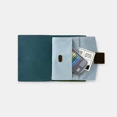Traveler’s Company TO&FRO Passport size Zipper Card Case Blue Gray New