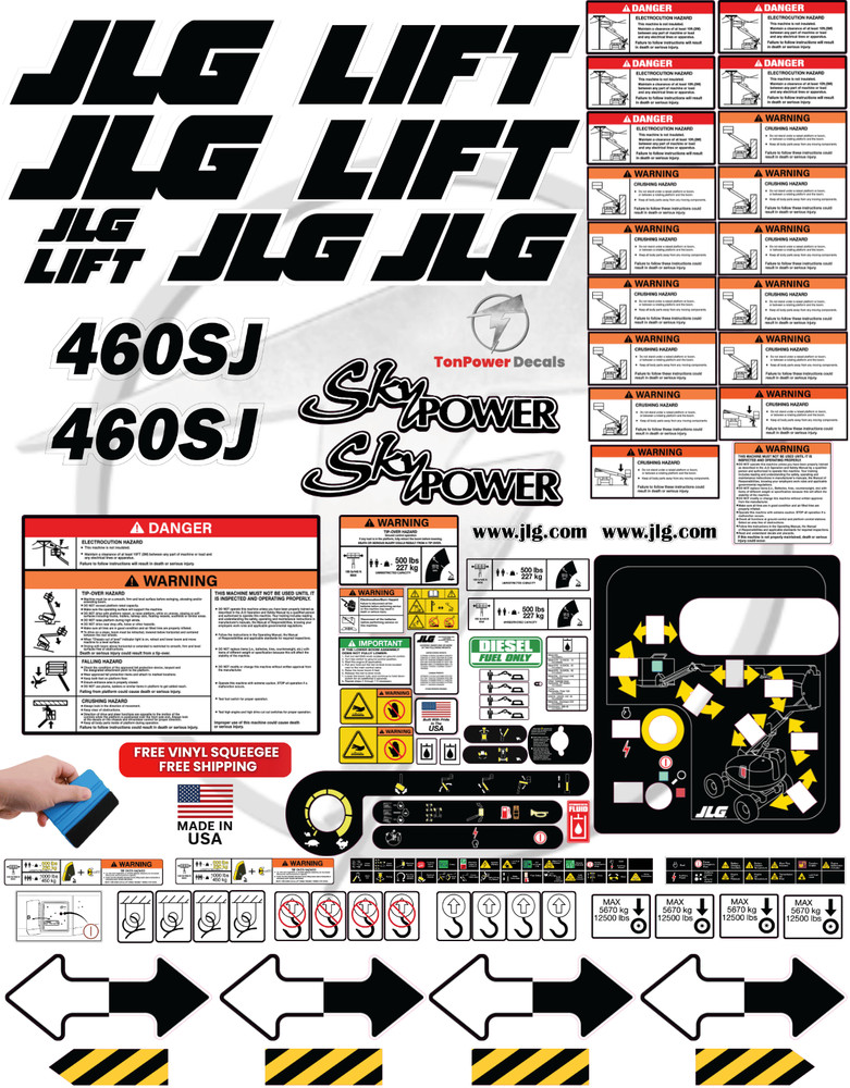 Fits JLG 460SJ Scissor Lift Decal Kit – 3M Vinyl – Free Shipping