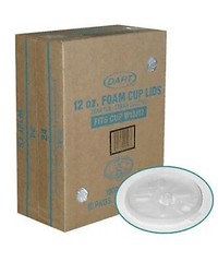 DART 12 OZ FOAM CUP LIDS TRANSLUCENT 1000 CT New Fits W12J12 cups