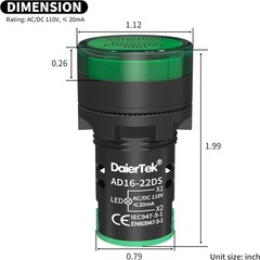 DaierTek 120V LED Indicator Light Green 110V Power Energy Pilot Light Saving Ind
