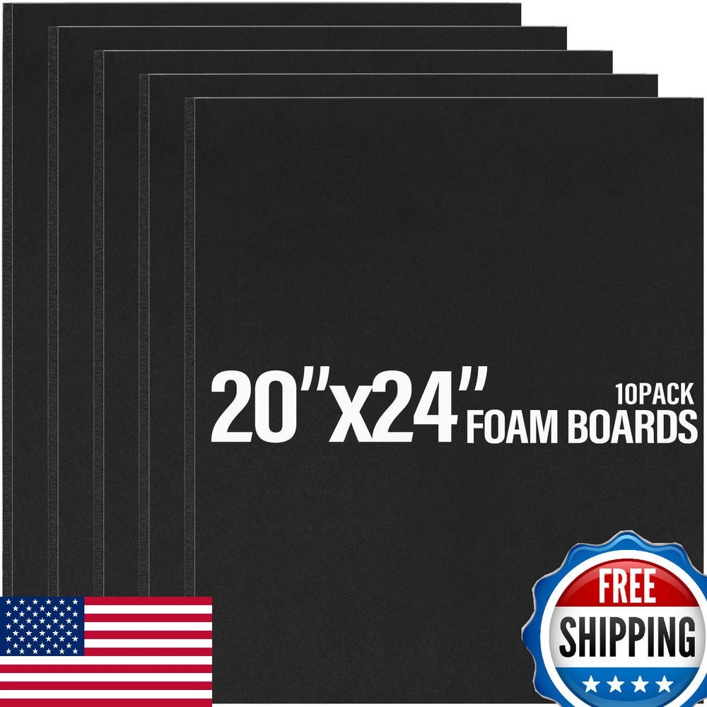 Golden State Art 10-Pack 20×24″ Black Foam Boards, 3/16″ Thick for Crafts