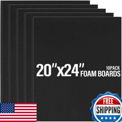 Golden State Art 10-Pack 20×24″ Black Foam Boards, 3/16″ Thick for Crafts