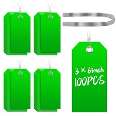 Heavy Duty Green Shipping Tags 6 1/4″ x 3 1/8″ Waterproof with Wire Attached