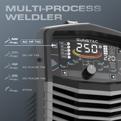 250A TIG Welder AC/DC with Pulse Spot TIG Stick 110/220V Aluminum Welding