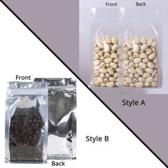 Glossy Clear & Clear Front Silver Back Mylar Gusset Side Stand Up Zip Lock Bag S
