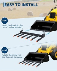 Clamp on Debris Forks 60″ Bucket 4400 LBS Capacity Pallet Fork Bucket Attachment