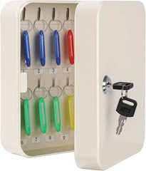 20 Key Storage Lock Box, Wall Mount Key Cabinet with Combination Lock, 7.87 X 6.