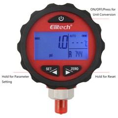 Elitech PG-30Pro Red Refrigeration HVAC Digital Pressure Gauge 87+ Refrigerants