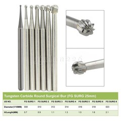 Dental Surgical Burs Round Long 4 556 557 558 330 Carbide Burr High Speed 25mm