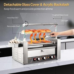 ROVSUN Commercial 18/30 Hot Dog 7/11 Roller Grill Cooker Machine Acrylic Cover