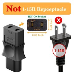 IEC C8 to C9 Power Adapter, IEC 320 C9 Female to C8 Converter, Adapter for Ro…