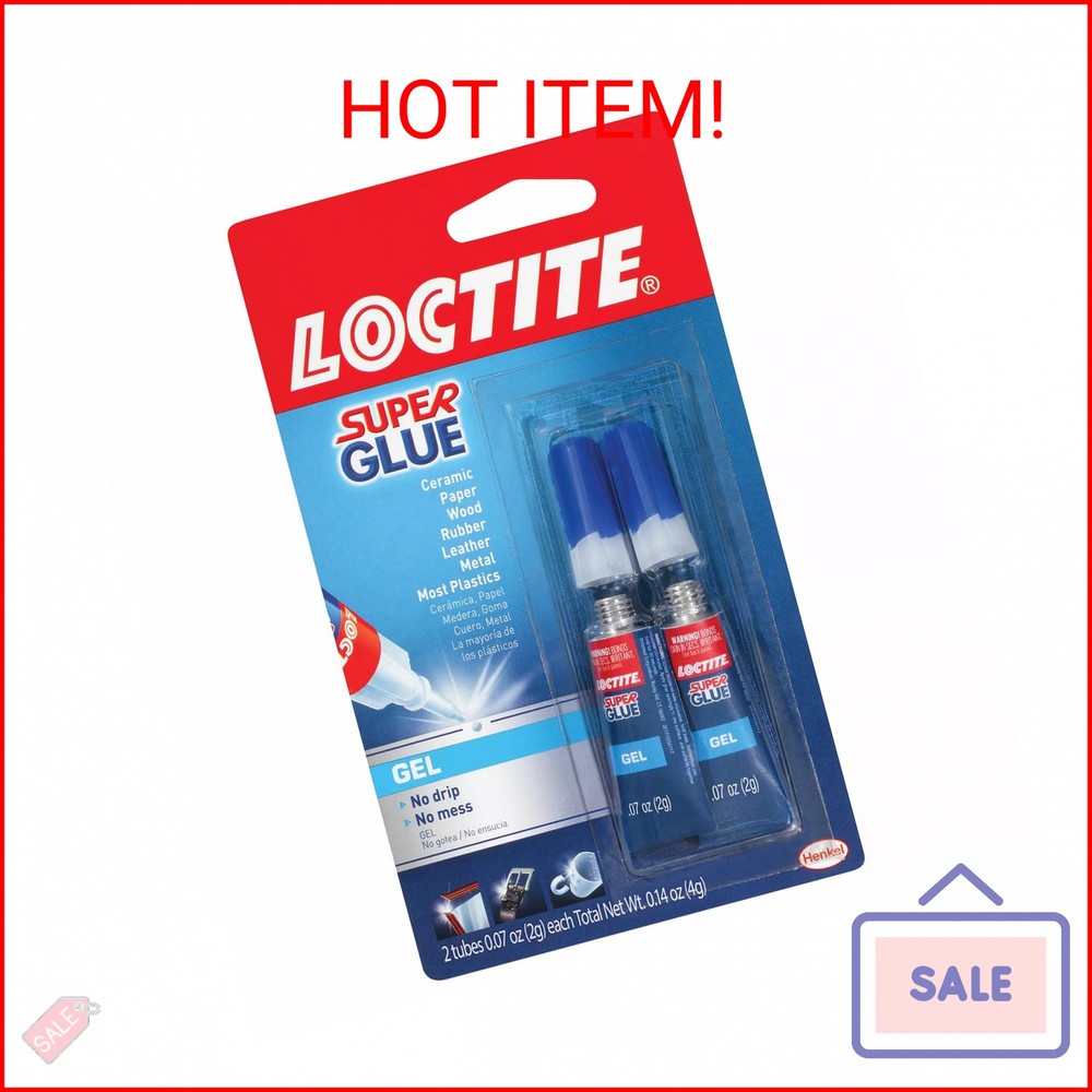 Loctite Super Glue Gel, Clear, 0.07 fl oz Tube, 2 Pack – Superglue for Plastic,