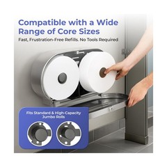 Double Jumbo Toilet Paper Dispenser – Stainless Steel Commercial Dual Roll Wa…