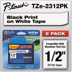 NEW Brother TZe-2312PK P-Touch Label Tape Black on White 1/2″ 12mm Value 2 Pack