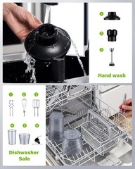 Scratch-Resistant 1000W Immersion Blender – 6 Attachments for All Cooking Needs