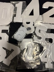 Large LOT VINYL & TWILL SPORTS 4″ 6″ 3″ 8″ NUMBERS Heat Transfer Press White