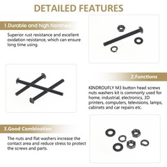 402 Pieces Black M3 x 30/35 /40/45 /50 mm Button Head Socket Cap Screws Nuts …