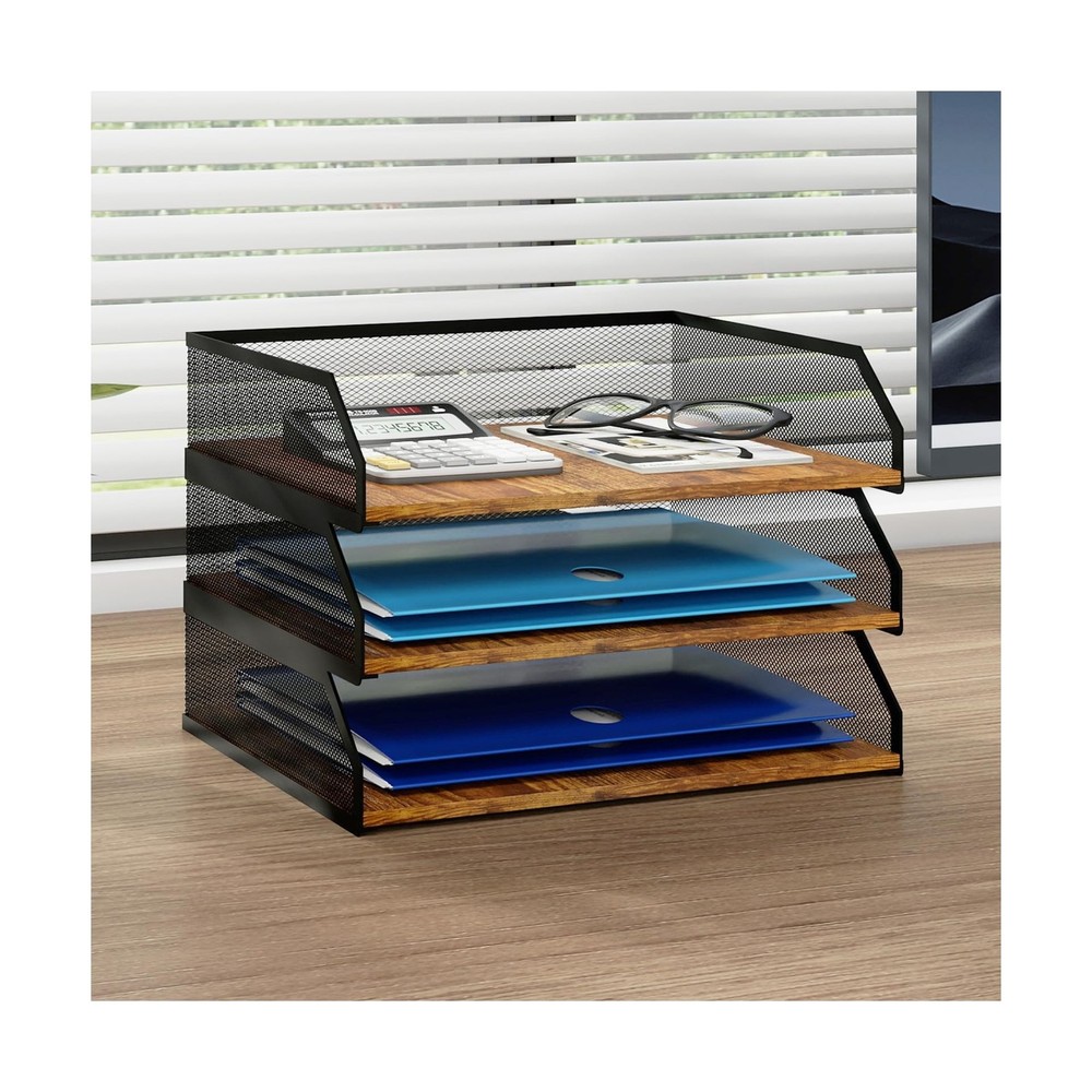 Natwind 3-Tier Stackable Paper Tray, Metal Mesh Desktop Organiz… FAST USA SHIP