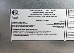NEW CAPTIVE AIRE Make Up Air Unit Includes A/C Unit 220v 1 Phase