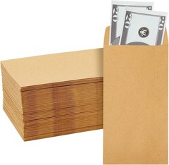 Versatile 100 Count Cash Envelopes – 3.5×6.5 Inch Brown – Self-Adhesive Security