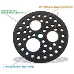 6-1/2 inch Drain Cover with Integrated Ports, Floor Drain with Removable Roun…