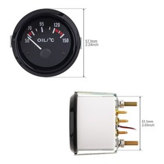 Car Oil Temp Gauge 2″ 52mm Auto Oil Temperature Gauge Meter Celsius Temp Pointer