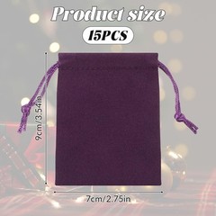 Exircy 15pcs Velvet Bags with Drawstrings, 3 x 4inch Purple Dice Bags Small V…