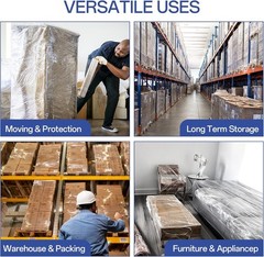 Stretch/Shrink Wrap Roll ,Heavy Duty 800% Stretch,Clear 80 Gauge Industrial S…