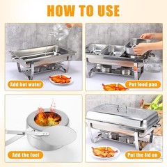 9QT Catering Chafing Dish Food Warmer buffet set 316 Stainless Steel w/3 pan