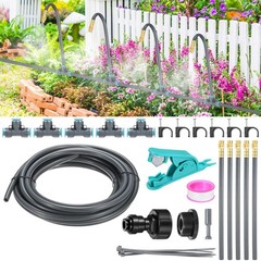 1-Set Drip Irrigation System, 20Ft 5/16″ Hose Garden Watering Misting System …