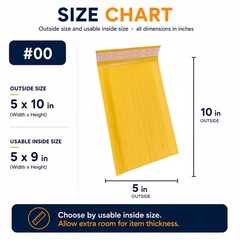 2000 #00 5×10 Kraft Paper Bubble Mailer Padded Envelopes For Shipping 5″x10″