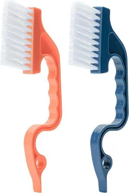Window Track Cleaning Brush with Ergonomic Handle nd Built-in Scraper, 2 Pack