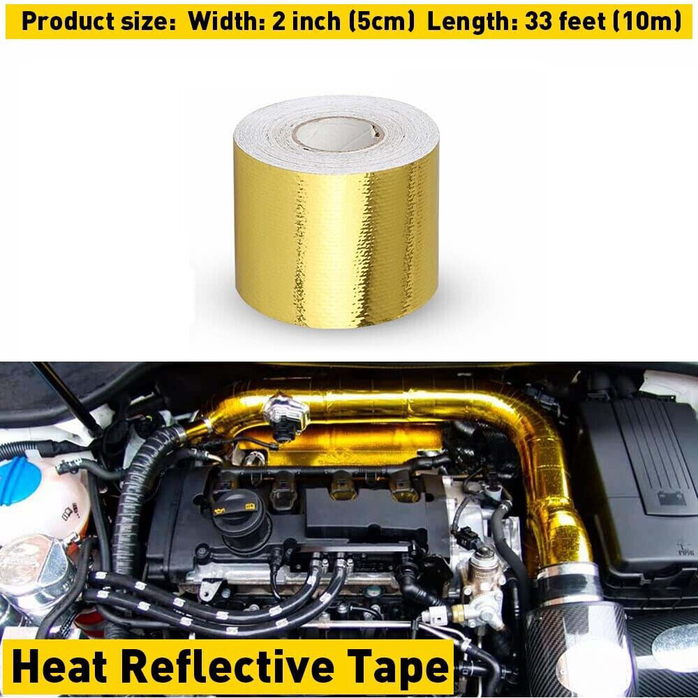 2″ 33Ft Gold Intake Heat Reflective Tape Wrap Self Adhesive High Temperature