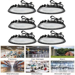 6Pack 500W LED High Bay Light 6000K, Replace HID/Metal Halide, 75% Energy Saving
